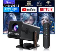 XNAN Vidéoprojecteur Full HD 1080P support 4K, mini projecteur portable Android 13 WiFi Bluetooth autofocus 190 x 116 x 98 mm