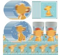 XNAUVOI 51pcs Kit de Vaisselle de Fête D'anniversaire Fournitures de Fête de Le Roi Lion, Assiettes, Gobelets, Serviettes, Nappes, Vaisselle Anniversaire Roi Lion -10Invités