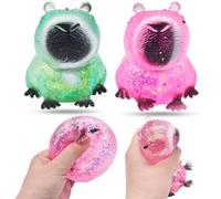 XNAUVOI Capibala Jouet Anti Stress, 2 Pièces Capibala Squeeze Toy,Anti Stress Enfant Capybra,Jouet Anti-Stress Capybra,Jouet à Pincer Amusant pour Enfants et Adultes