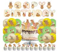 XNAUVOI Ensemble de Décorations de Fête Capybara, Ballons Cake Topper de Gâteau, pour Fournitures de Fête Anniversaire,Décoration d'Anniversaire de Dessin Animé