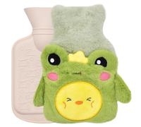 XNAUVOI Grenouille Bouillotte d'eau Chaude, 500 ml Grenouille Sac à Eau Chaude en Silicone, Bouillotte eau Chaude avec Housse Peluche pour Soulagement de la Douleur, Dos,Cou et Épaules