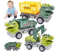 XNAUVOI Jouet Dinosaure Voiture Enfant, 3 pcs Dinosaure Transporteur de Voiture Excavator, Jouet Camion Dinosaure de Construction Jeu Créatif Cadeaux de Jouets Éducatifs