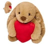 XNAUVOI Lapin Animaux en Peluche, 30 cm Bunny en Peluche avec Oreiller Coeur, Bunny Animaux Jouet en Décoration Cadeau de Lapin pour la Saint Valentin Anniversaire Noël (Brun)