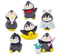 XNAUVOI Mini Penguin Figures, Miniature Penguin Pendulum Car, 6pcs Penguin Miniature Ornaments, Car Pendulum Car Interior Decoration, Car Accessories in The Center Console