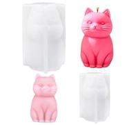 XNAUVOI Moule Silicone Chat,3D Moule en Silicone Chat,Moule Bougie Silicone,Moule en Forme D'animal Mignon,Moule à Pâtisserie Chocolate Candy