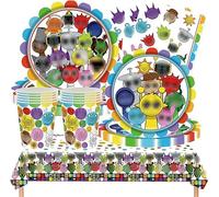 XNAUVOI Sprunk Vaisselle de Fête Anniversaire Enfant, 51 Pcs Couverts de Fête à Thème de Incredibox - Assiettes, Gobelets, Serviettes, Nappes, pour Décoration d'Anniversaire, 10 Invités