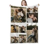 XNBTIM Plaid Personnalisé,Couverture PersonnaliséE,Plaid Personnalisé Photo,Cadeau Personnalisé,Photo Personnalisé Cadeau,Idée Cadeau Femme,Couple,Maman,Cadeau pour Son Copain,Anniversaire