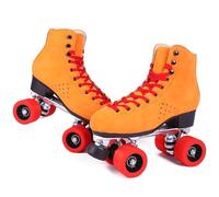XNEOPP Patinages À Rouleaux pour Adultes, Patinages À Rouleaux À Double Rangée en Cuir De PU, Le Cadre en Alliage D'aluminium, Parfait pour Les Sports De Plein Air Et, avec Sacs,Jaune,EU/37