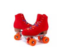 XNEOPP Patinages À Rouleaux pour Adultes, Patinages À Rouleaux À Double Rangée en Cuir De PU, Le Cadre en Alliage D'aluminium, Parfait pour Les Sports De Plein Air Et, avec Sacs,Rouge,EU/35