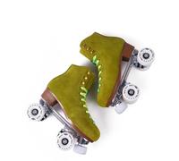XNEOPP Patinages À Rouleaux pour Adultes, Patinages À Rouleaux À Double Rangée en Cuir De PU, Le Cadre en Alliage D'aluminium, Parfait pour Les Sports De Plein Air Et, avec Sacs,Vert,EU/37