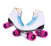 XNEOPP Patinages À Rouleaux pour Adultes, Patinages À Rouleaux À Double Rangée en Cuir De PU, Le Cadre en Alliage D'aluminium, Parfait pour Les Sports De Plein Air Et, avec Sacs,Blanc,EU/38