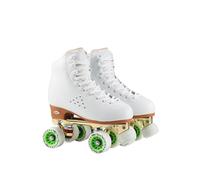 XNEOPP Patins À roulettes Adulte, Patins De Vitesse Quad Professionnels pour Filles Et Garçons, Cuir PU Haut avec Cadre en Aluminium, Adaptées À L'Entraînement en Club,Blanc,EU/42