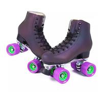 XNEOPP Patins à roulettes Adultes, Chaussures de Patinage de Vitesse à Quatre Roues à Double rangée, Cadre de Base en Alliage d'aluminium, Conception en Cuir PU Haut de Gamme,Purple2,EU/41