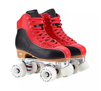 XNEOPP Patins À roulettes pour Femmes, Tissu en Microfibre Importé De Haute Qualité, Cadre De Base en Alliage D'Aluminium, Patins Quadruples À Deux Rangées pour Adultes,Rouge,EU/44