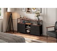 Xnferty Meuble TV avec Lumières LED, Meuble Télé de Salon, avec Armoire pour PS5, Moderne, Meuble TV, Banc TV, Armoire Basse Salle de Séjour Intérieur, pour Salon, Chambre à Coucher (Noir)