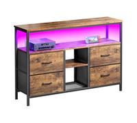 Xnferty Meuble TV avec Lumières LED, Meuble Télé de Salon, avec Armoire pour PS5, Moderne, Meuble TV, Banc TV, Armoire Basse Salle de Séjour Intérieur, pour Salon, Chambre à Coucher (Tigre)