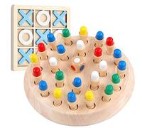 xnfive Jeu de Mémoire en Bois 5 en 1 avec Échecs, Tic Tac Toe et Jouets Éducatifs Montessori pour Développement Cognitif et Interaction Parent-Enfant