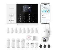 XNH 4G/WiFi Alarme Maison sans Fil avec Caméra Surveillance Extérieure IP66, 22 Pack, Kits de Sécurité pour la Maison avec Sirène, Détecteur de Mouvement, Capteurs de Fenêtre et de Porte, Télécommande