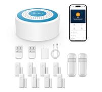 XNH Système d'alarme domestique sans fil 13 pièces - 8 capteurs de porte/fenêtre, 2 détecteurs de mouvement, 2 télécommandes, prend en charge les alertes d'applications mobiles, pas de frais mensuels