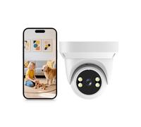 XNH T52W Caméra de Surveillance WiFi intérieure 360° 2K 3MP, 2.4 GHz WiFi, Vision Nocturne Infrarouge, Détection de Humain, Audio Bidirectionnel, Appel à Une Touche, Carte Mémoire 32 Go