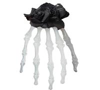 XNHIU Épingle à cheveux lumineuse d'Halloween avec tête de mort et rose pour femme, style gothique, noir, rose, vampire, déguisement, fête, bal masqué, vacances, fête, accessoires pour cheveux