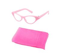 XNHIU Euvoym Lot de 2 accessoires de costume rose des années 50 pour femme avec lunettes et écharpe rose pour femme et fille