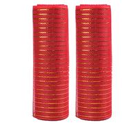 XNHIU Euvoym Lot de 2 rouleaux de ruban en maille métallique pour décoration de Noël Rouge 25,4 cm x 25,4 cm