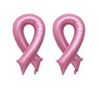 XNHIU Lot de 2 ballons décoratifs pour la lutte contre le cancer du sein - Ruban rose - Ballons en aluminium pour la sensibilisation au cancer du sein