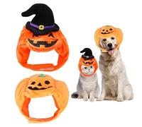 XNHIU Lot de 2 chapeaux de citrouille d'Halloween et chapeau de sorcière en forme de citrouille pour animaux de compagnie, déguisement, cosplay, décoration pour chat et chien