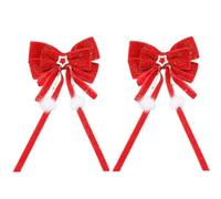 XNHIU Lot de 2 grandes épingles à cheveux en velours avec nœud rouge pour queue de cheval - Accessoires pour cheveux pour femme