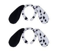 XNHIU Lot de 2 serre-têtes avec oreilles de chien dalmatien en fausse fourrure pour cosplay, fête d'Halloween