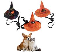 XNHIU Lot de 3 chapeaux de sorcière réglables pour animal de compagnie - Chapeau de magicien pour chat et chien - Décorations festives pour fête d'Halloween