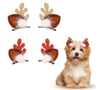 XNHIU Lot de 4 pinces à cheveux de Noël pour chien et chat avec nœud à paillettes