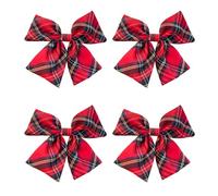 XNHIU Lot de 4 pinces à cheveux festives avec nœud en tartan rouge à carreaux pour femme