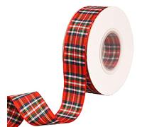 XNHIU Ruban de Noël - tartan Royal Stewart - rouge et vert - 18,2 m x 15 mm