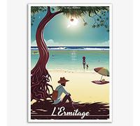 XNHXPH Affiche de Voyage Vacances l'île la Réunion française et Impressions Vintage Canvas Wall Art Peinture Populaire pour Le Salon Home Decor Pictures 50x70cmx1 Pas Cadre, Nature, 50 x 70 cm