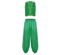 Xnihocha Costume De Prince Arabe Pour Hommes Veste De Génie La Bouteille Djinn Déguisement Avec Longue Culotte Déguisements Pour Halloween Carnaval Vert 4XL