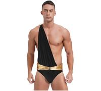 Xnihocha Costume Romain Pour Hommes Costume De Dieu Grec Combinaison Body Halloween Carnaval Guerrier César Tenues Cosplay Noir XXL