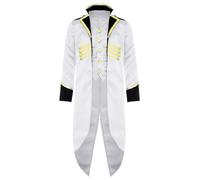 Xnihocha Gothique Enfant Médiéval Queue De Pie Manteau Steampunk Redingote Victorienne Veste Mädchen Jungen Long Manteau Halloween Carnaval Blanc 11-12 ans