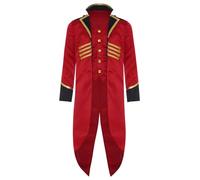 Xnihocha Gothique Enfant Médiéval Queue De Pie Manteau Steampunk Redingote Victorienne Veste Mädchen Jungen Long Manteau Halloween Carnaval Bourgogne 9-10 ans