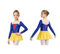 Xnihocha Mädchen Robe Danse Robe Patinage Mädchen Costume Danse Contes Fées Princesse Tutu Ballet Patinage Artistique avec Manches Gymnastique Bleu 11-12 Ans