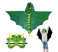 XNIVUIS 2 Pcs Costumes de Dinosaures pour Enfants, Manteau de Dragon Cape de Dinosaure avec Masque de Dinosaure, Déguisement Dinosaure Déguisement Dragon pour Garçon Fille pour Carnaval, Fête (Green)