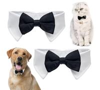 XNIVUIS 2 Pezzi Papillon per Cani e Gatti Con Collare da Smoking Cane Gatto Cravatta Formale Collare, Regolabile Collo Cane per Cuccioli, Gattini, Matrimoni, M, (Nero)