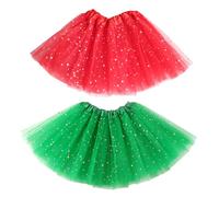 XNIVUIS 2 Pièces Sparkle Tutu Jupe de Ballet de Danse Princesse pour Filles 3 Couches 2 à 7 Ans (Polyester)