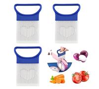 XNIVUIS 3 Pièces Coupe-Oignons Pince à Oignon en Acier Inoxydable Éplucheur D'oignon Alimentaire Tranche Assistant de Coupe, Titulaire de L'oignon Aiguille à Viande Coupe-Pommes de Terre (Bleu)