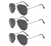 XNIVUIS 3 Pièces Lunettes de Soleil Polarisées Décontractées, Pilote Lunettes de Soleil, Polarisées Ronde Homme Femme, Lunettes Rétro Ultralégères Verres Anti-Reflets Conduite Pêche Sports Avec (Noir)