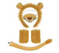 XNIVUIS 5 Pièces Deguisement Lion,Ensemble de Costume d'animal,Nez Queue de Lion Oreilles Bandeau Griffes Gants,Déguisement de Lion pour Enfants et Adultes Fête Cosplay Carnaval Halloween (Orange)