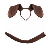 XNIVUIS Costume de teckel 2 pièces pour enfant, avec oreilles de chien, bandeau et queue, costume de teckel pour enfants, Halloween, anniversaire, carnaval, spectacle d'enfants (marron)