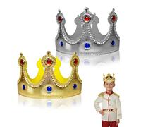 XNIVUIS Diadème de Prince,Couronnes de Roi en Or et Argent pour les Enfants et les Adultes,Couronne d'anniversaire en Tissu,Décoration de fête d'anniversaire pour le Couronnement (2 Pièces)