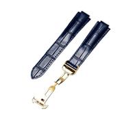 XNJIADVSY Bracelet de montre compatible avec les bracelets en cuir Cartier Blue Balloon Series 8x14, 8x16, 11x18, 12x20, 14x22 mm, avec boucle déployante convexe(Blue-Gold buckle,20x12mm)